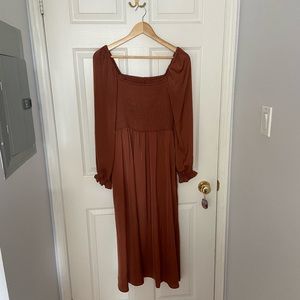 Burnt Orange Smocked MIDI
